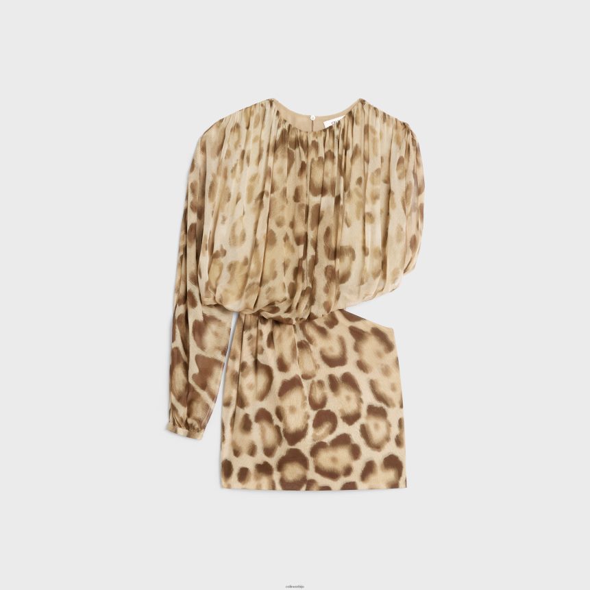 драпед мини хаљина од свиленог муслина плавуша CELINE Z2BBHT795 Одећа Жене