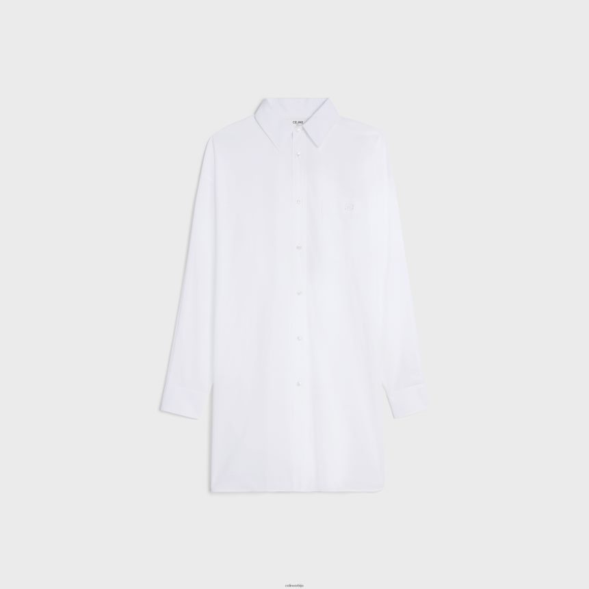 сликарска кошуља хаљина од памучног батиста бео CELINE Z2BBHT798 Одећа Жене
