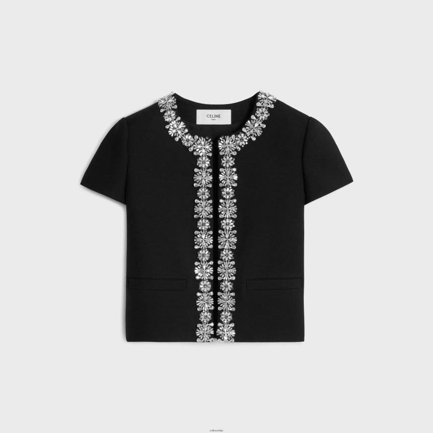 везена цхелсеа јакна од дијагоналне вуне црн CELINE Z2BBHT551 Одећа Жене