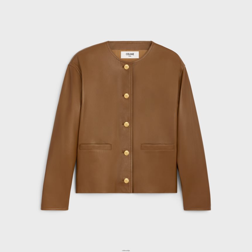 јакна са чистом крагном од меке јагњеће коже беж CELINE Z2BBHT624 Одећа Жене