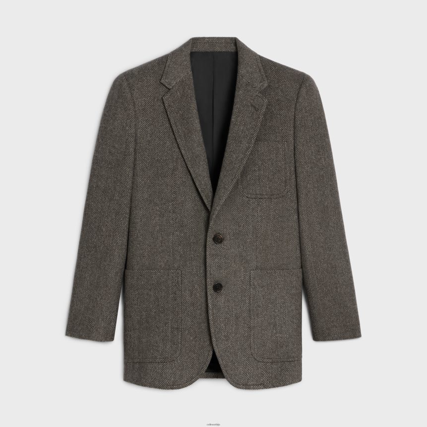 класична јакна од кашмира рибље кости маррон/латте CELINE Z2BBHT628 Одећа Жене