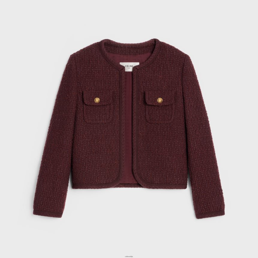 цхелсеа јакна од букле твида бордо CELINE Z2BBHT690 Одећа Жене