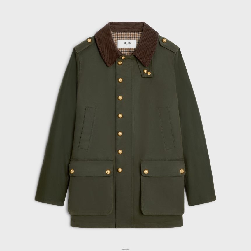 ловачка јакна од воштане тканине дарк каки CELINE Z2BBHT702 Одећа Жене