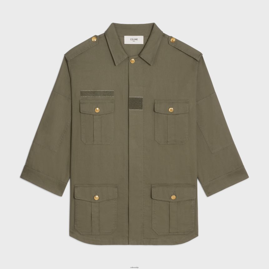 војничка јакна од лаганог кепера каки CELINE Z2BBHT703 Одећа Жене