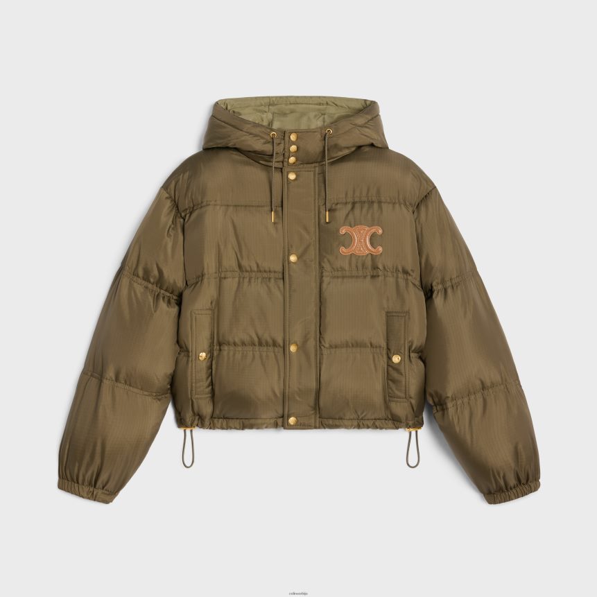 скраћена триомфе доња јакна од лаганог најлона каки CELINE Z2BBHT705 Одећа Жене