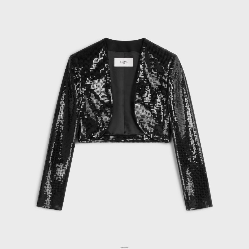 извезени болеро у вуненом габардину црн CELINE Z2BBHT726 Одећа Жене