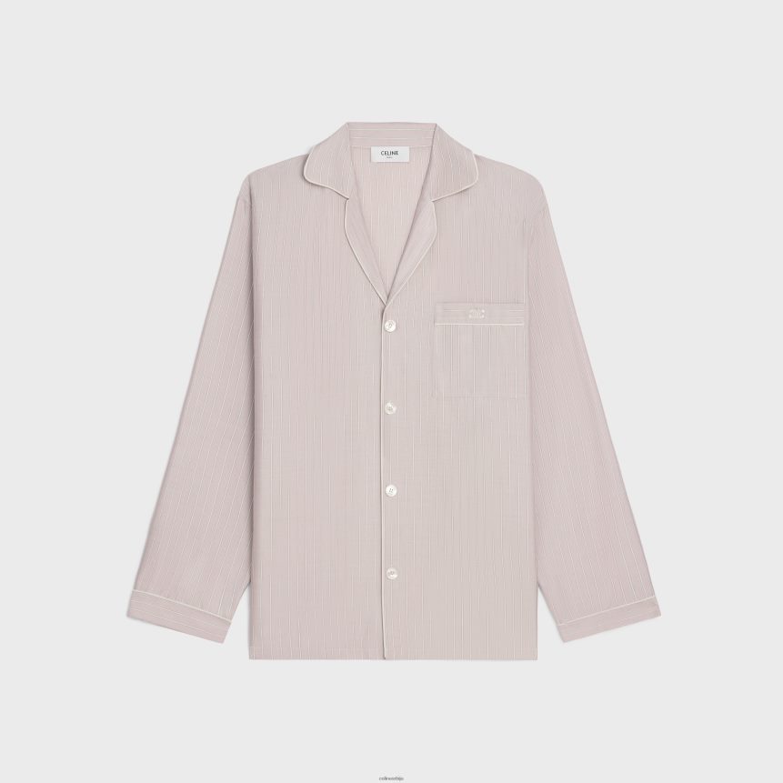 пиџама кошуља од пругасте свиле росе цлаир/цраие CELINE Z2BBHT681 Одећа Жене