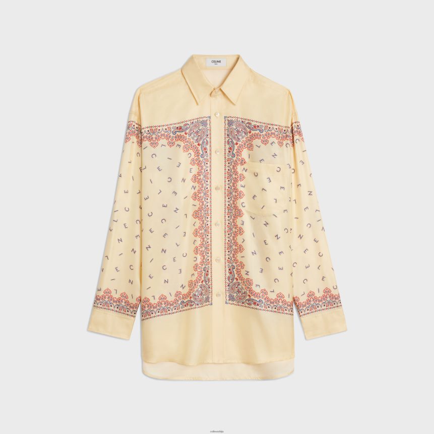 превелика кошуља од свиленог кепера жути/црвени/плави CELINE Z2BBHT831 Одећа Жене