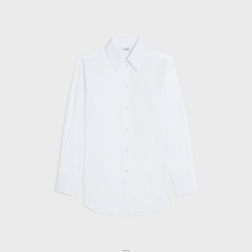 дечка кошуља од памучног поплина бео CELINE Z2BBHT832 Одећа Жене