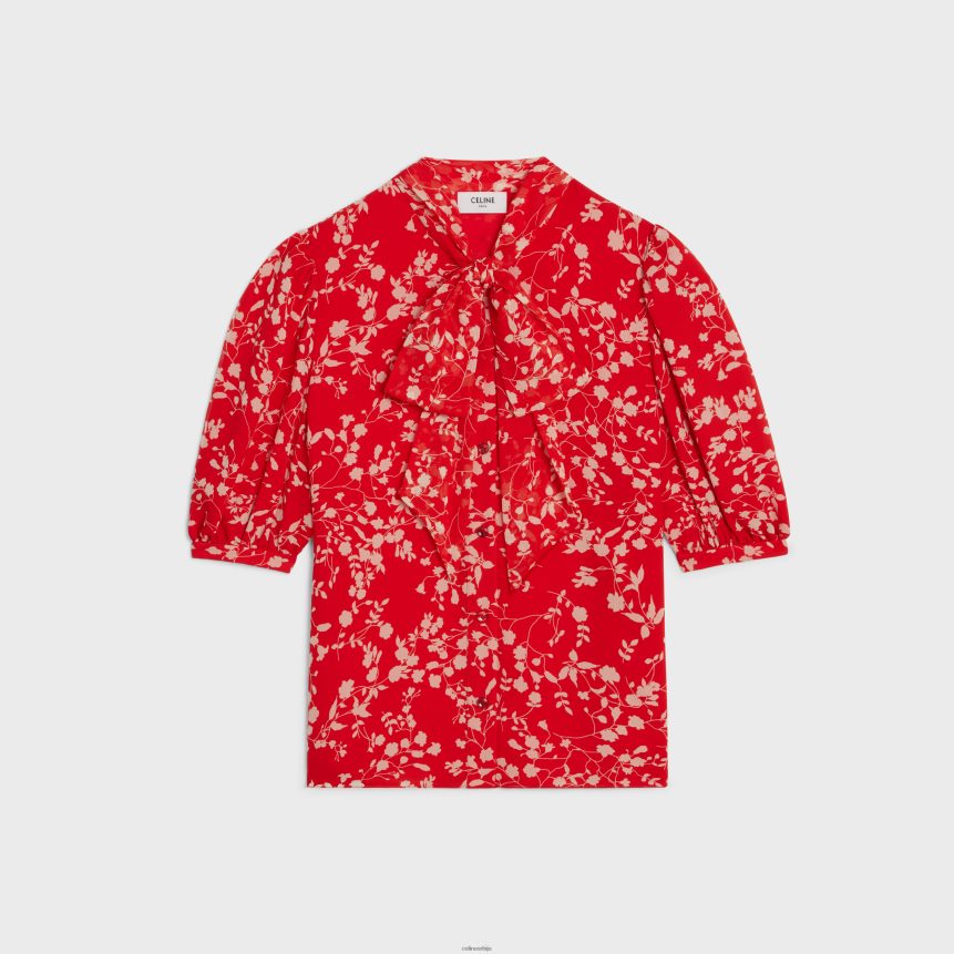 лаваллиере блуза од свиленог жоржета роуге/цраие CELINE Z2BBHT842 Одећа Жене