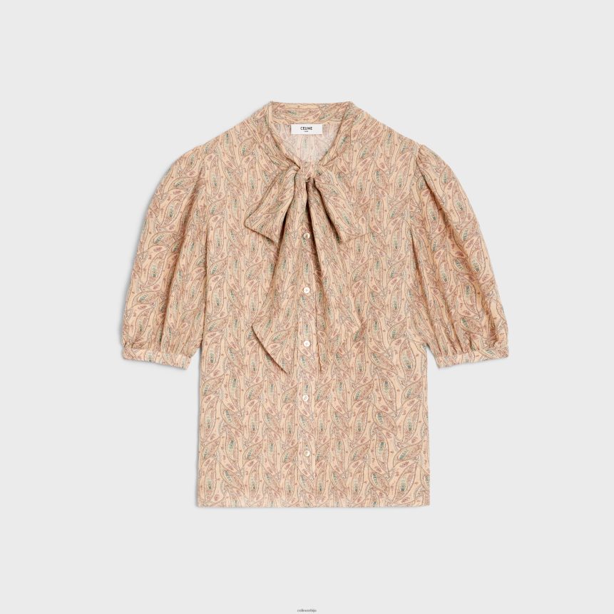 лаваллиере блуза од вискозног жоржета цраие/абрицот/блеу CELINE Z2BBHT843 Одећа Жене