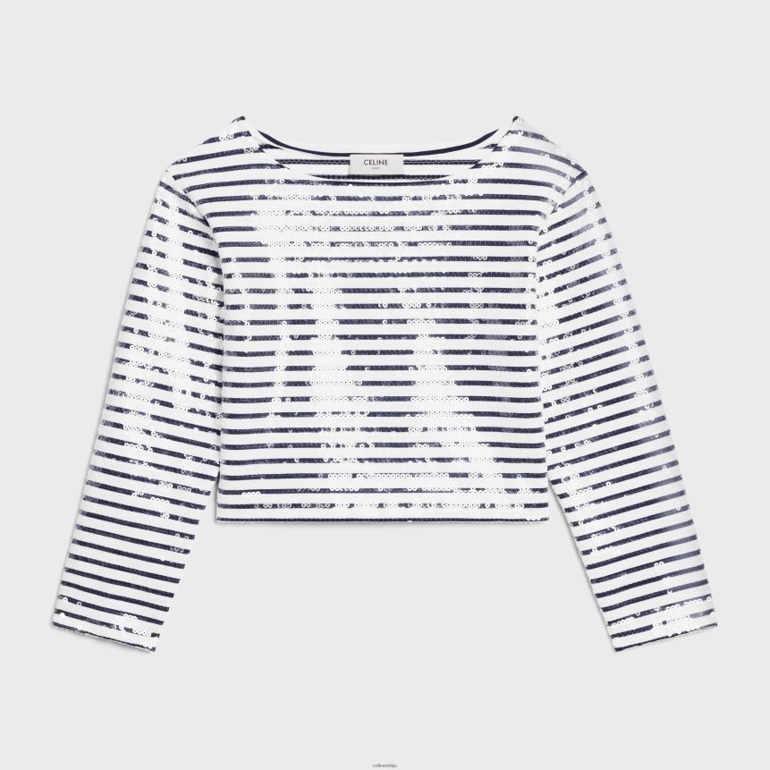 везена маринијерка у памучном дресу бело/плаво CELINE Z2BBHT846 Одећа Жене