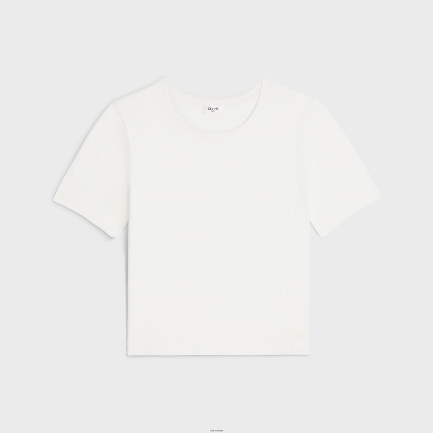 бокс мајица тријумфа у памучном дресу ецру CELINE Z2BBHT780 Одећа Жене