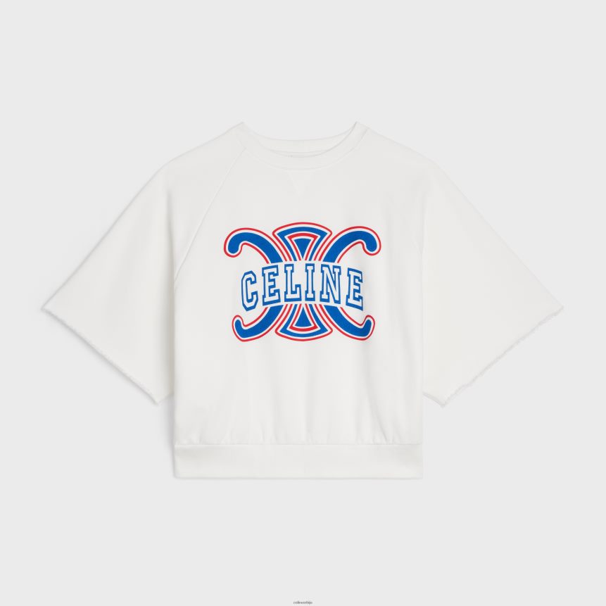 триомпхе дукс од памучног флиса бела/црвена/плава CELINE Z2BBHT782 Одећа Жене