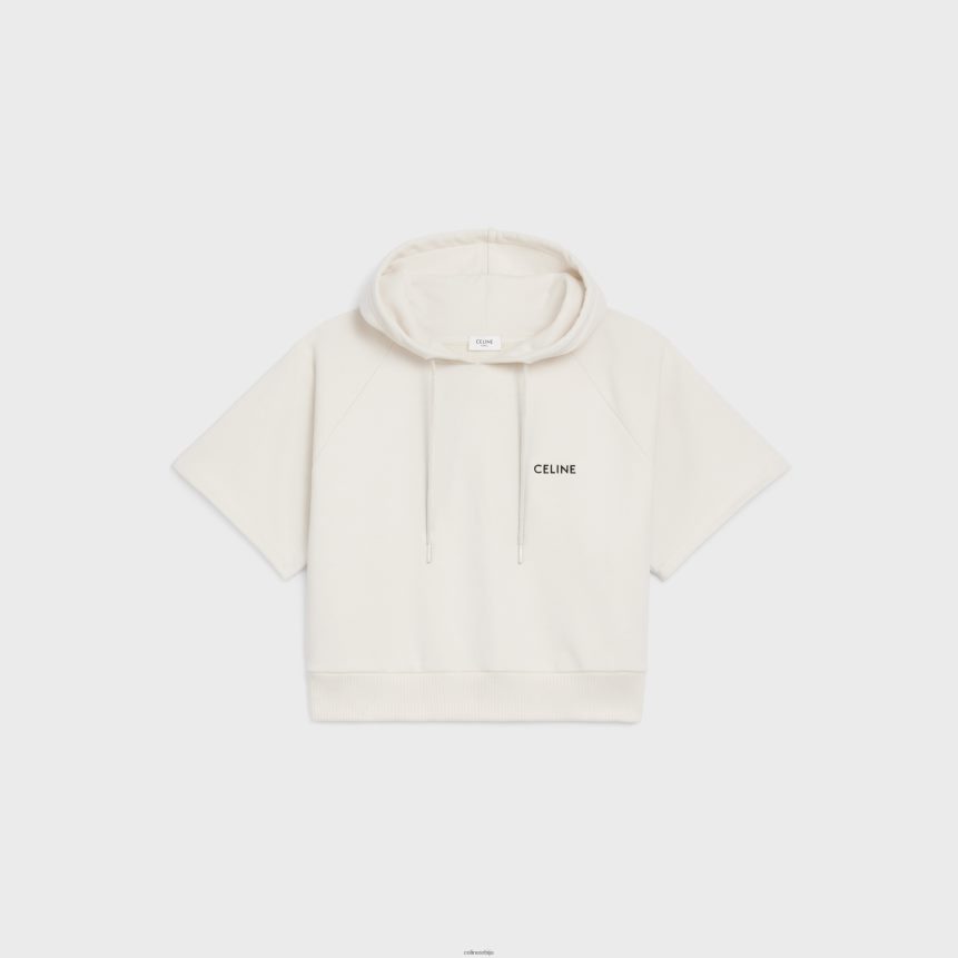 скраћена дуксерица од памучног флиса крем/црна CELINE Z2BBHT783 Одећа Жене