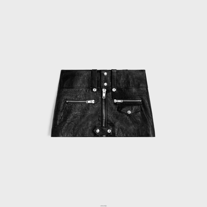 мини сукња од меке јагњеће коже црн CELINE Z2BBHT556 Одећа Жене