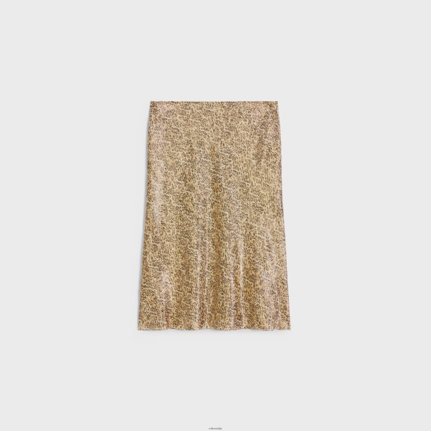 хоббле сукња од свиленог жоржета леопард/аргент CELINE Z2BBHT660 Одећа Жене