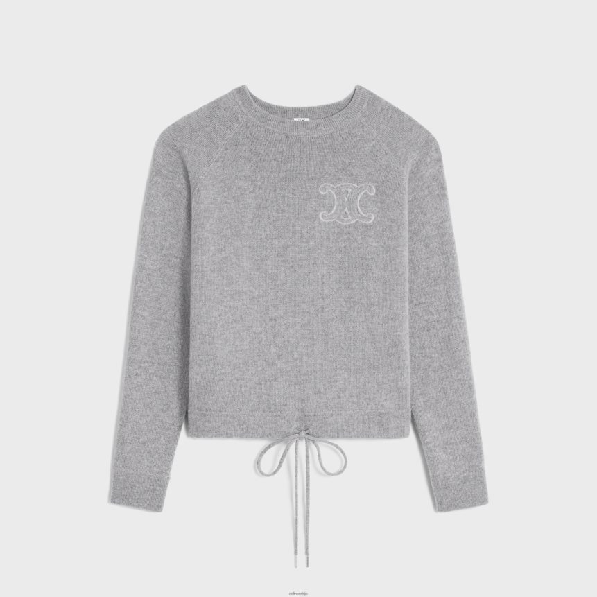 триомпхе џемпер с округлим изрезом од вуне и кашмира светло сива CELINE Z2BBHT605 Одећа Жене