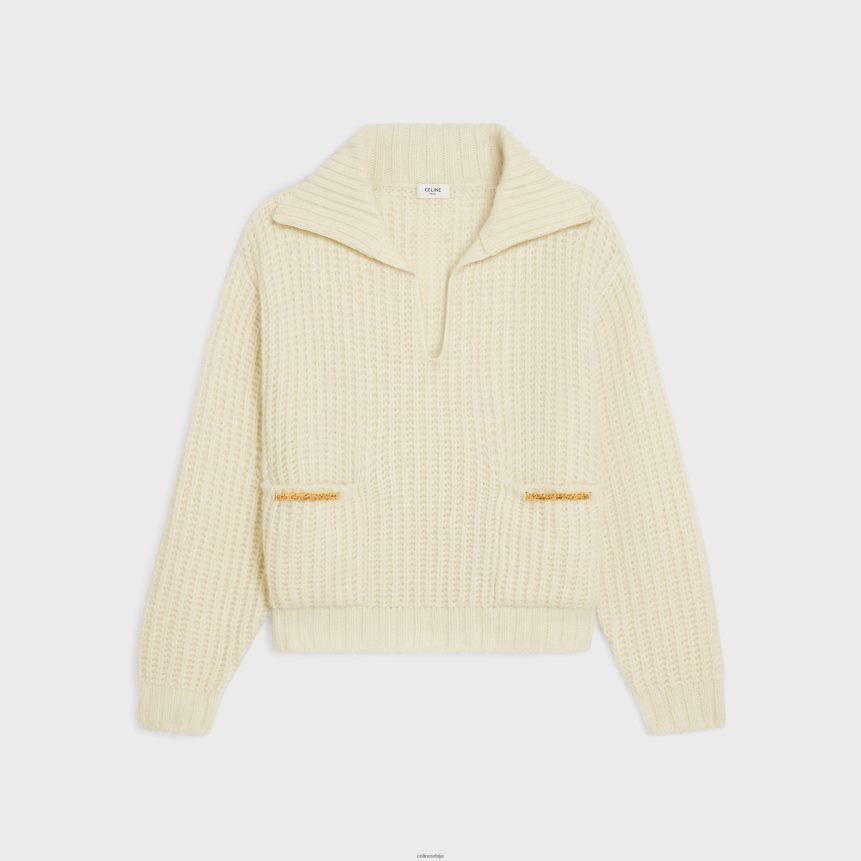 вареусе од ребрасте вуне и кашмира бело CELINE Z2BBHT751 Одећа Жене
