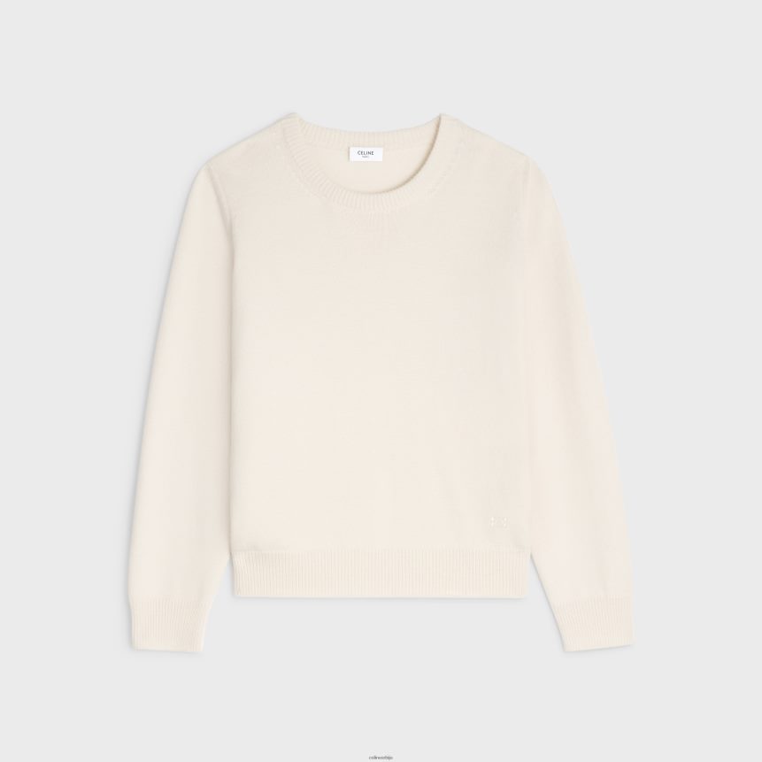 џемпер са округлим изрезом од старог кашмира бело CELINE Z2BBHT755 Одећа Жене
