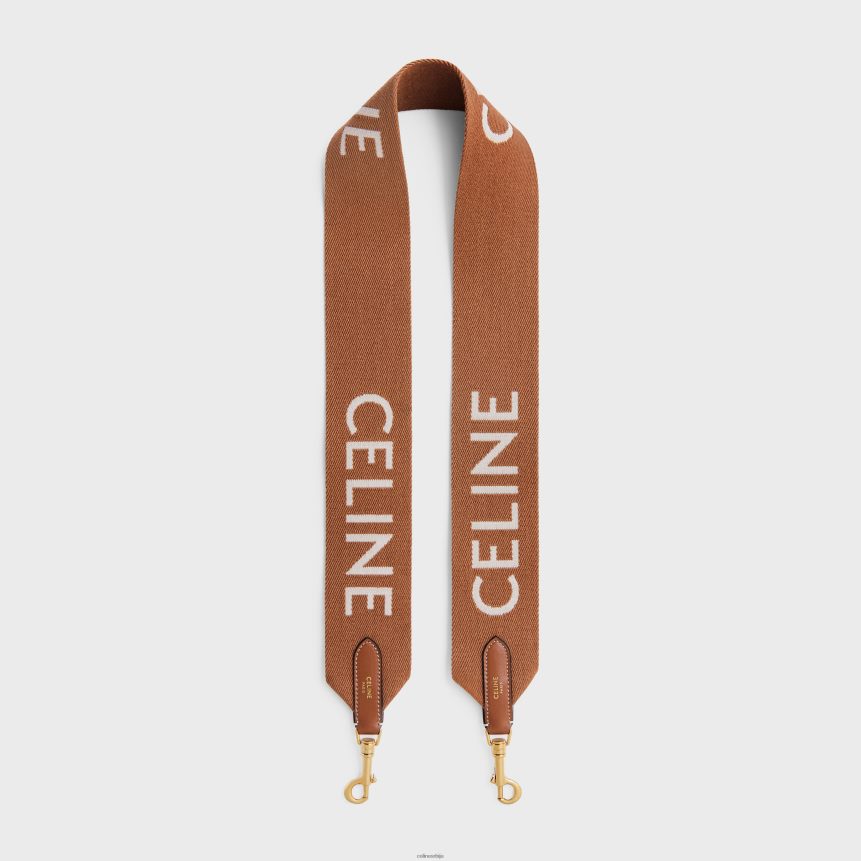 дуга трака од вуне са жакардом са златном завршном обрадом тан/бела CELINE Z2BBHT516 Прибор Жене