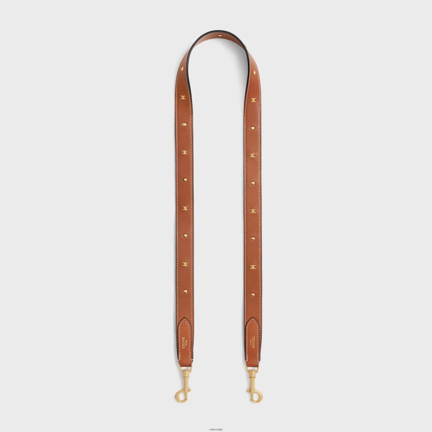 дугачак каиш од глатке телеће коже са тријумф копчама са златном завршном обрадом тан CELINE Z2BBHT521 Прибор Жене