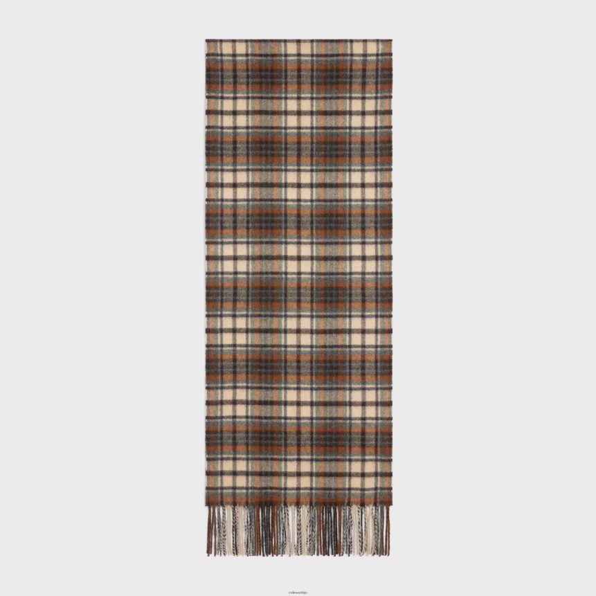 шал од карираног кашмира тамно браон/наранџаста CELINE Z2BBHT2262 Прибор мушкарци