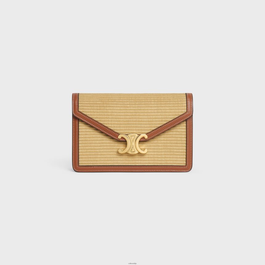 новчаник на ланчићу марго од текстила и телеће коже са ефектом рафије природан/тан CELINE Z2BBHT308 Прибор Жене