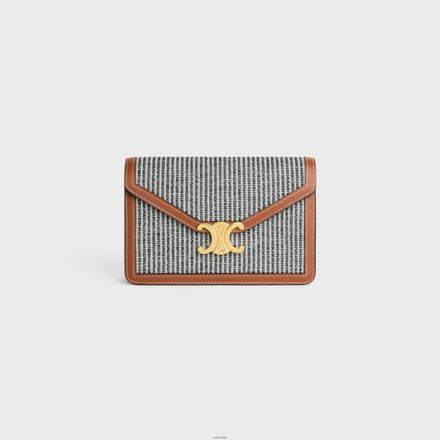 новчаник на маргу од пругастог текстила и телеће коже антрацит CELINE Z2BBHT357 Прибор Жене