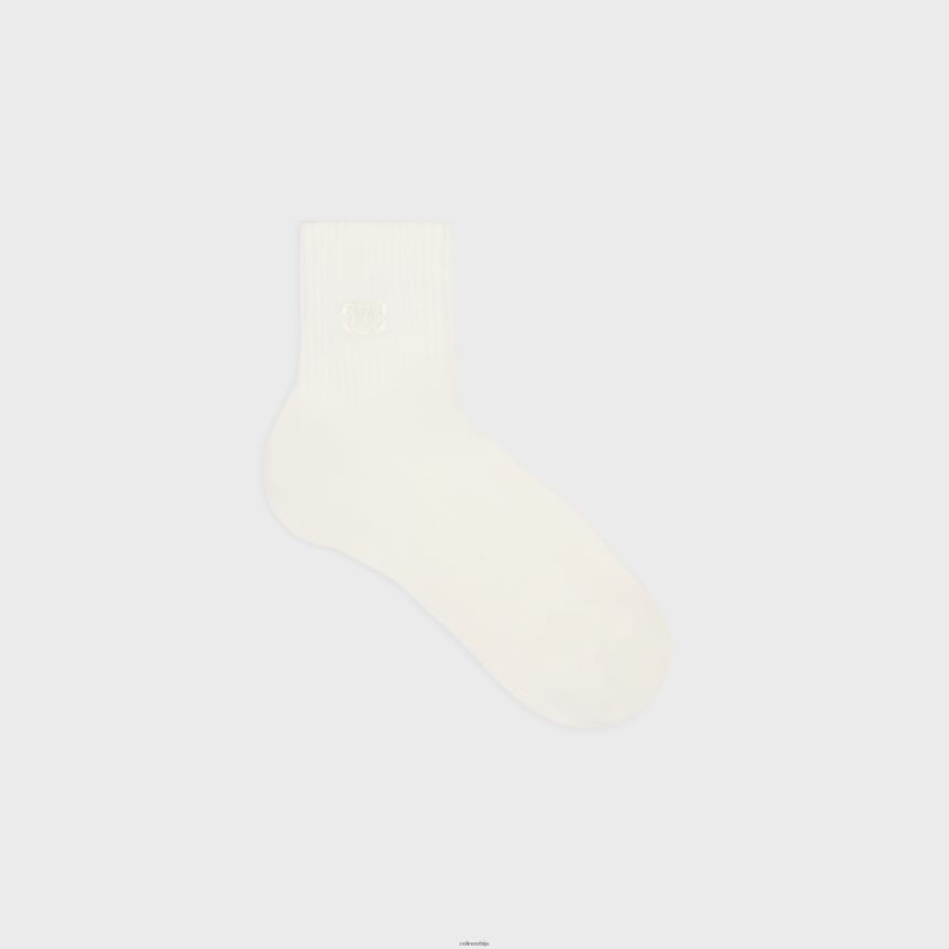 триомпхе чарапе од ребрастог памука ецру CELINE Z2BBHT1059 Прибор Жене