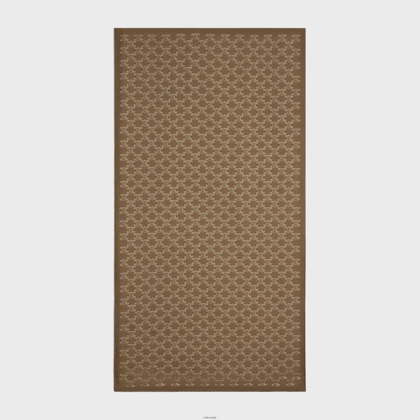 украо у монограму кашмир муслин тан/беж CELINE Z2BBHT1196 Прибор Жене