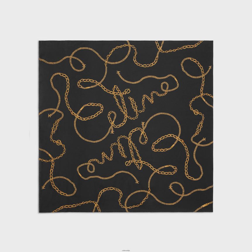 квадрат у ланчаном свиленом кеперу црн CELINE Z2BBHT1204 Прибор Жене