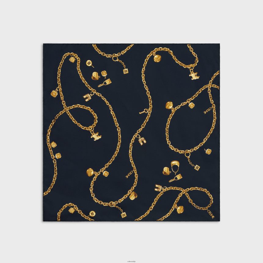 квадратне у ланцима ресе свилени кепер морнарица CELINE Z2BBHT1205 Прибор Жене