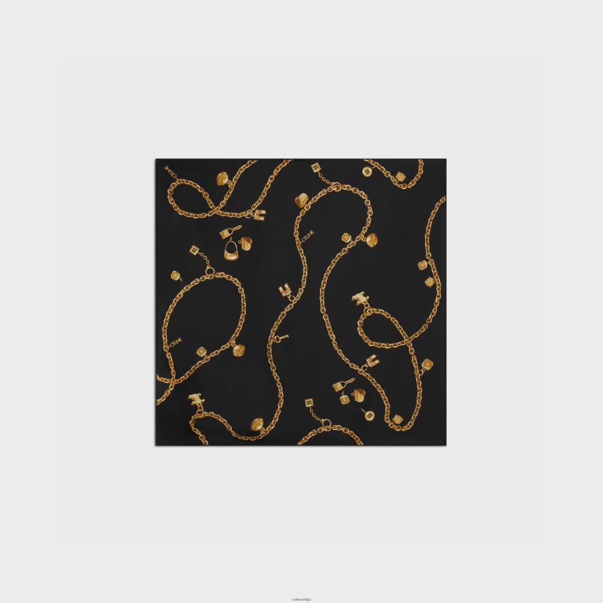 бандана од свиленог кепера црн CELINE Z2BBHT1208 Прибор Жене