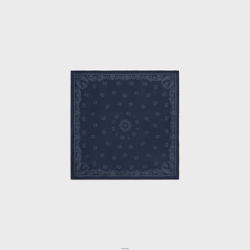 бандана од свиленог кепера морски/крем CELINE Z2BBHT1211 Прибор Жене