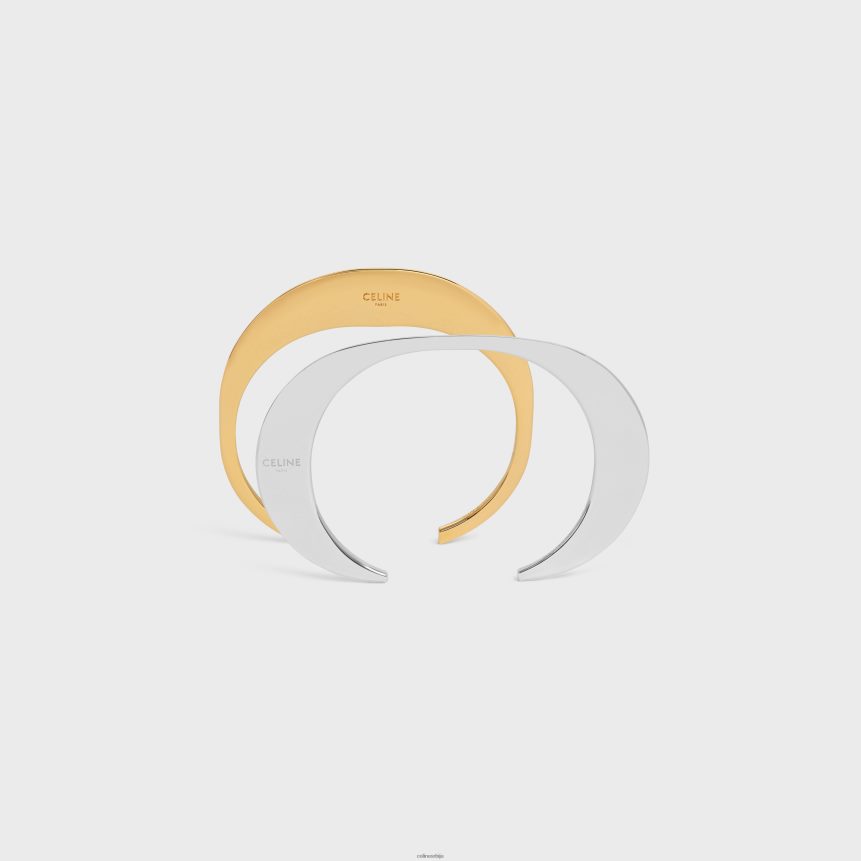 формира апстраите сет од 2 манжетне од месинга са завршном обрадом злата и родијума злато сребро CELINE Z2BBHT1372 Прибор Жене