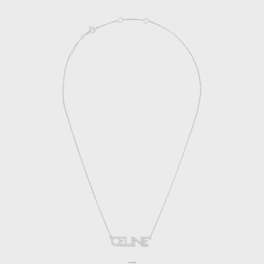 монохрома страс огрлица од месинга са завршетком од родијума и кристалима сребро CELINE Z2BBHT1251 Прибор Жене