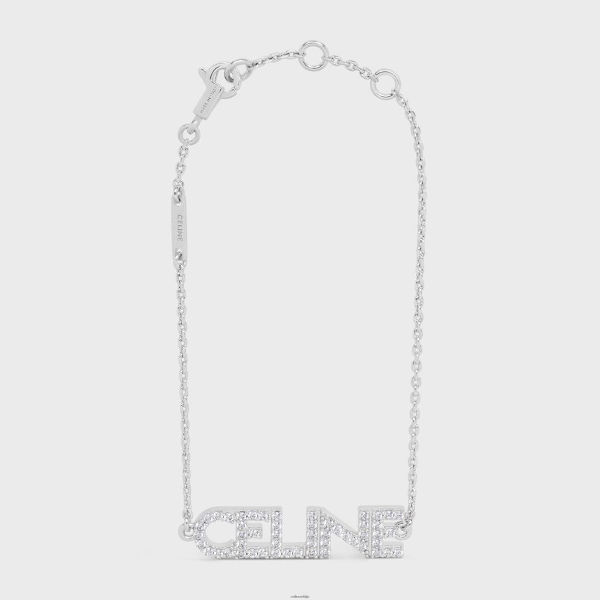 монохромна наруквица од месинга са завршетком од родијума и кристалима сребро CELINE Z2BBHT1252 Прибор Жене