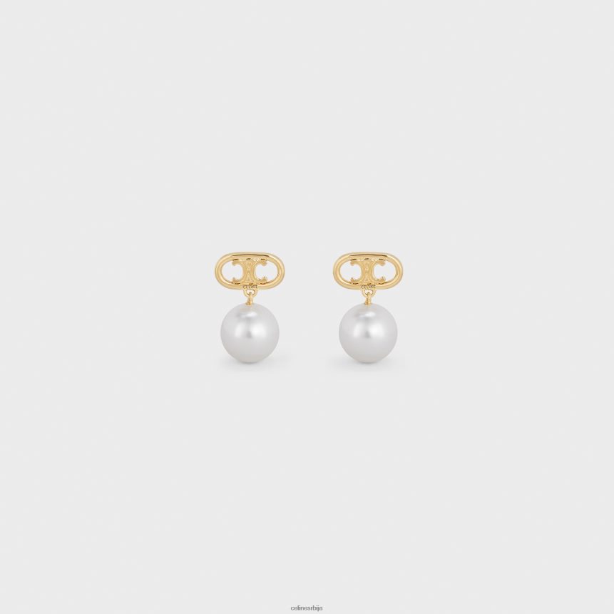 триомпхе бисерне минђуше од месинга са златном завршном обрадом и стакленим перлама злато/слонова кост CELINE Z2BBHT1272 Прибор Жене