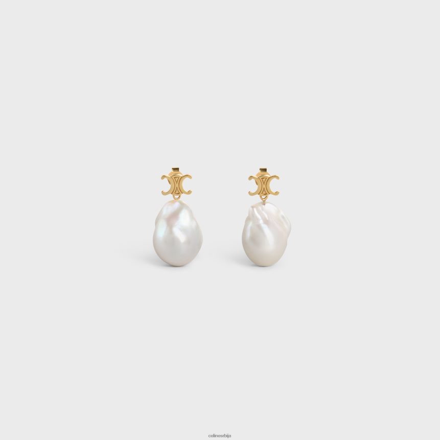 барокне тријумфалне минђуше од месинга са златном завршном обрадом и култивисаним бисерима злато/слонова кост CELINE Z2BBHT1273 Прибор Жене