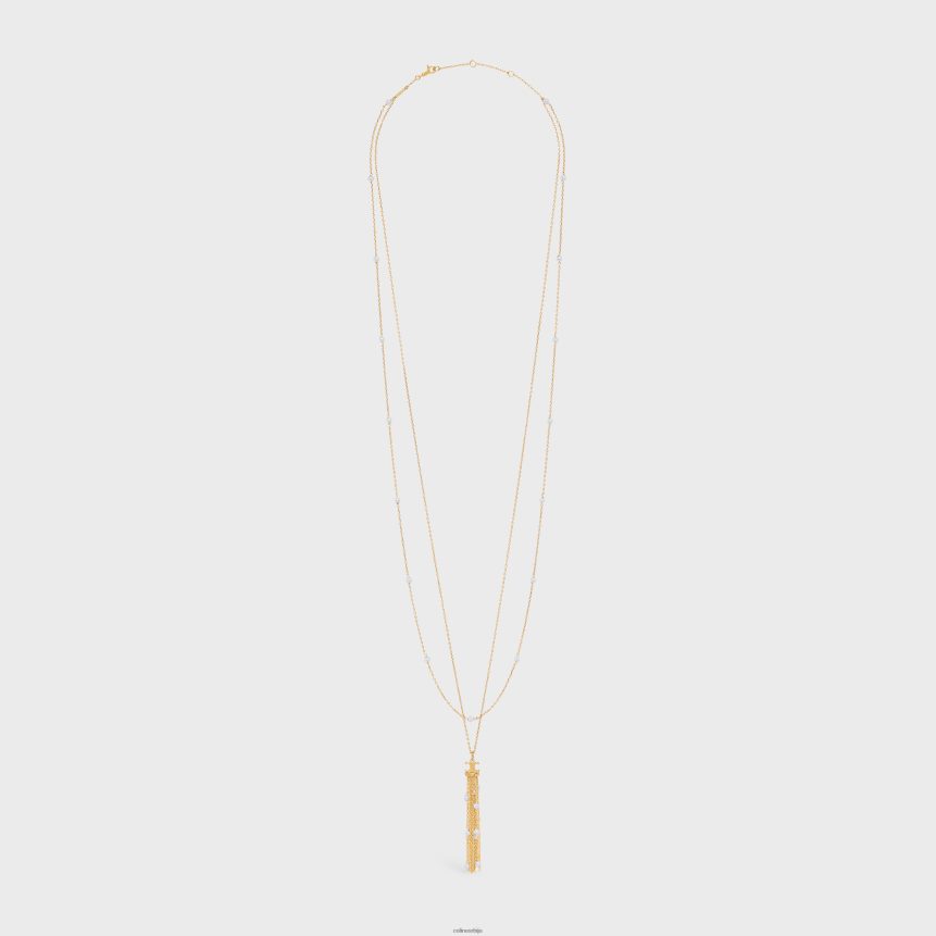 триомпхе бисерни саутоир од месинга са златном завршном обрадом и бисерима од смоле злато/слонова кост CELINE Z2BBHT1280 Прибор Жене