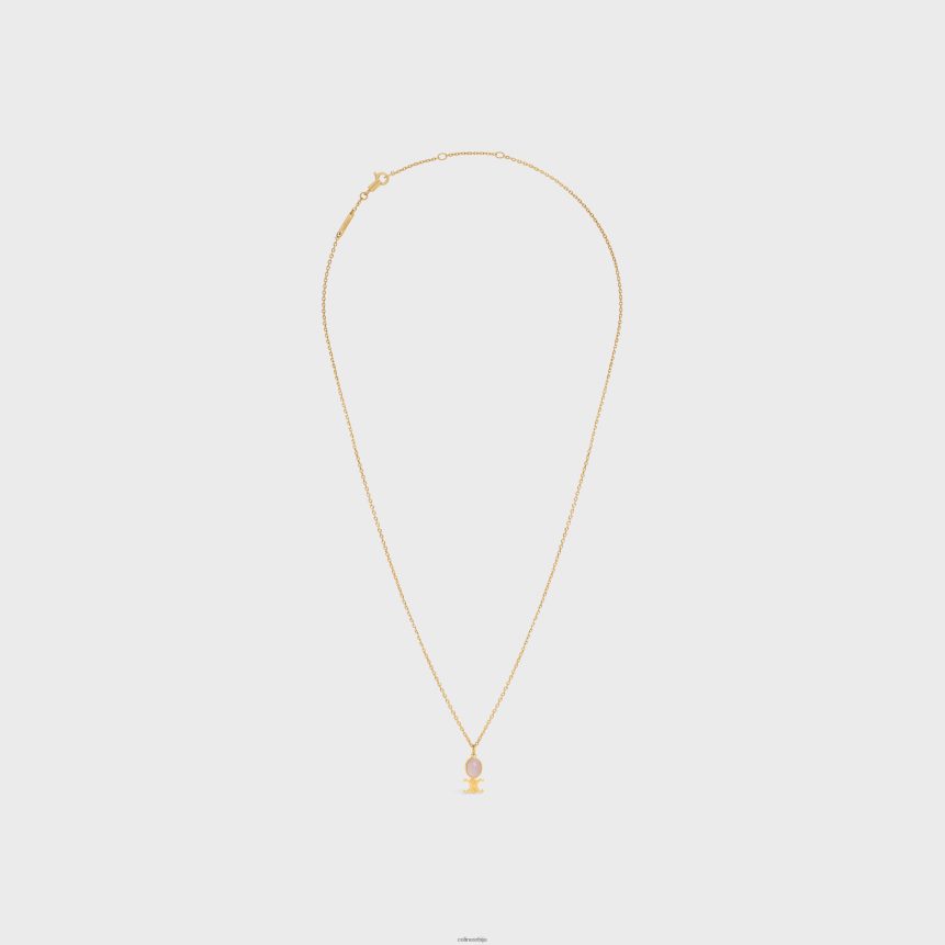 триомпхе индие мала огрлица од месинга са завршним слојем ружичастог кварца злато и ружичасти кварц CELINE Z2BBHT1284 Прибор Жене