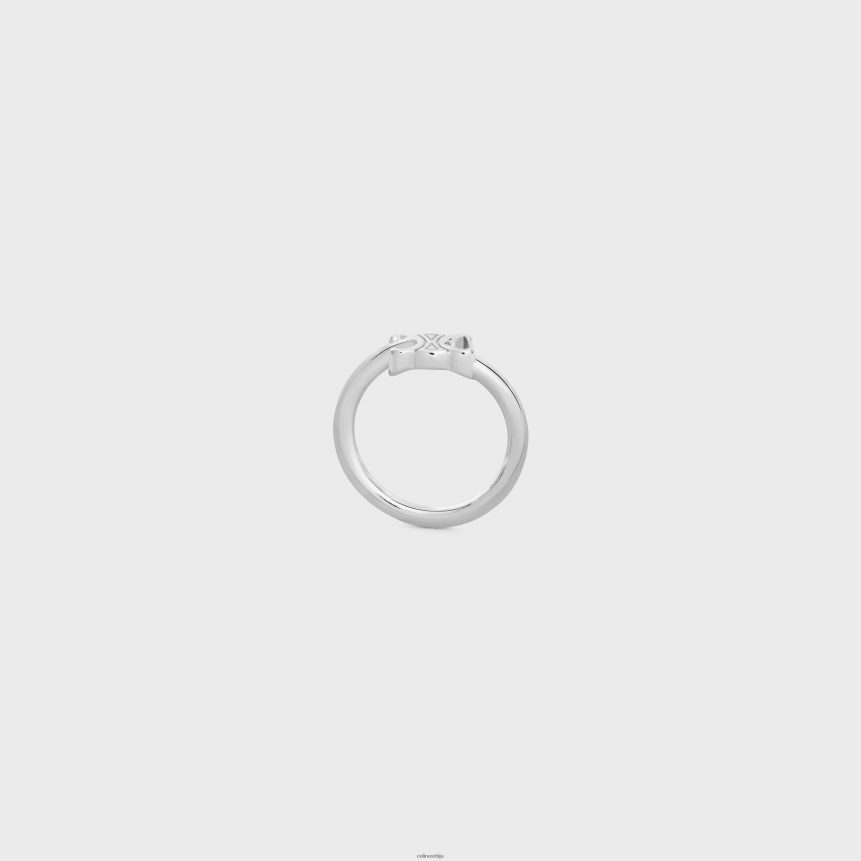 триомпхе асиметрични прстен од месинга са завршном обрадом од родијума сребро CELINE Z2BBHT1294 Прибор Жене