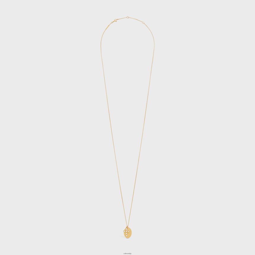 триомпхе народна бисерна огрлица од месинга са златном завршном обрадом и бисерима од смоле злато/слонова кост CELINE Z2BBHT1295 Прибор Жене