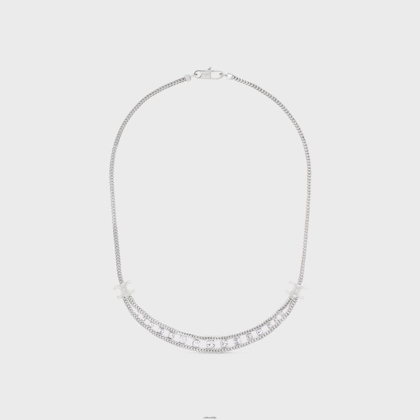 кратка огрлица од тратинчице од месинга са завршном обрадом од родијума и страсом сребро CELINE Z2BBHT1354 Прибор Жене