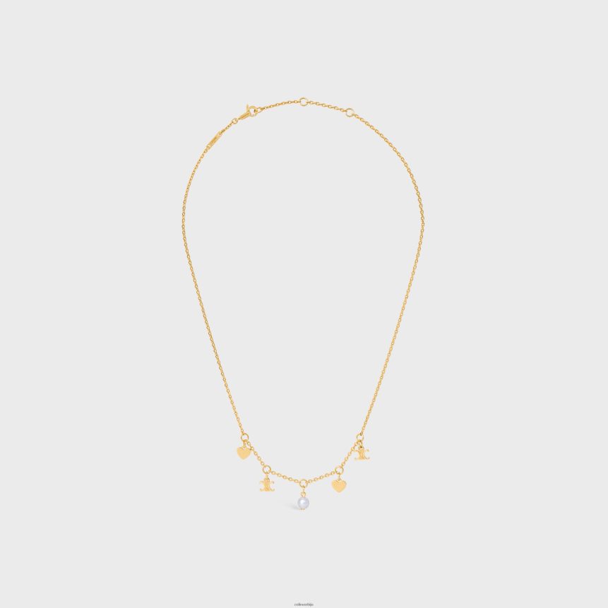 цоеур цхармс огрлица од месинга са златном завршном обрадом и смолним бисером злато/слонова кост CELINE Z2BBHT1356 Прибор Жене