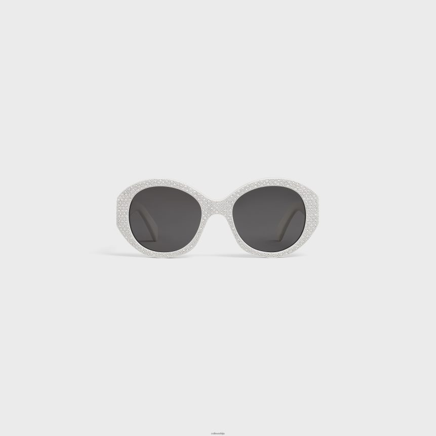 округле с240 сунчане наочаре од ацетата са кристалима бео CELINE Z2BBHT1142 Прибор Жене