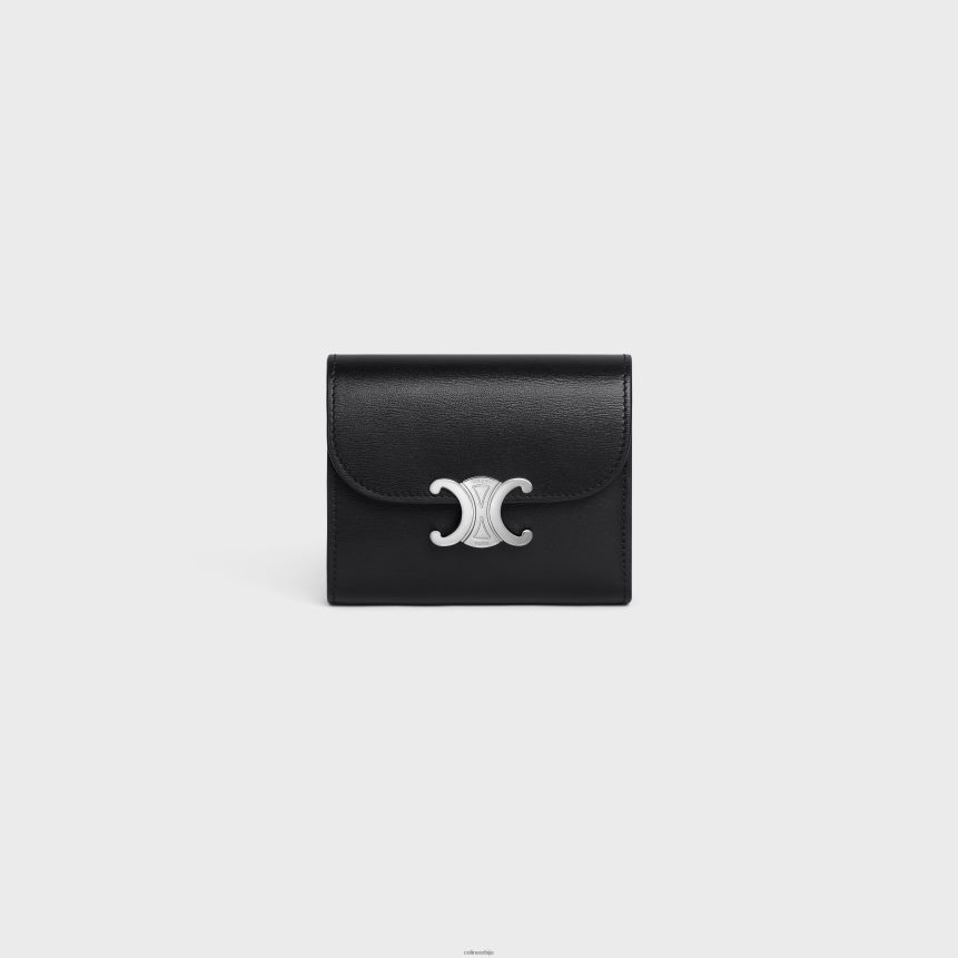 мали новчаник тријумфовао у сјајној телећој кожи црн CELINE Z2BBHT452 Прибор Жене
