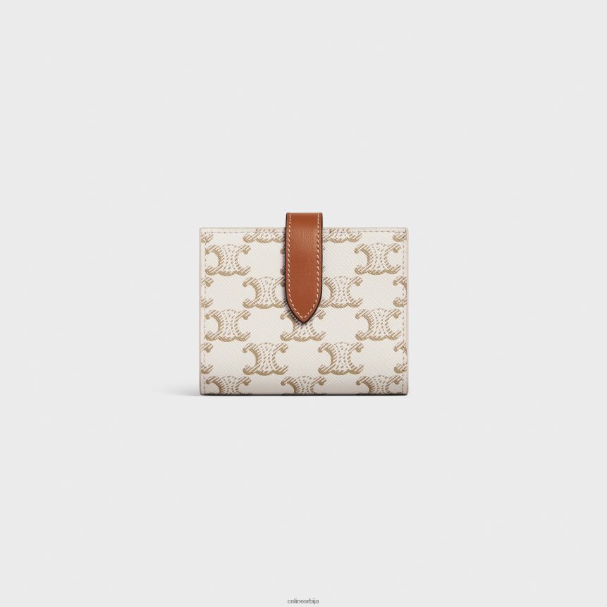 новчаник са малим тракама од триомпхе платна и јагњеће коже бело/смеђе CELINE Z2BBHT481 Прибор Жене