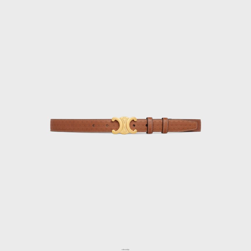 средњи тријумф појас од природне телеће коже са рељефним тријумфом тан CELINE Z2BBHT1020 Прибор Жене